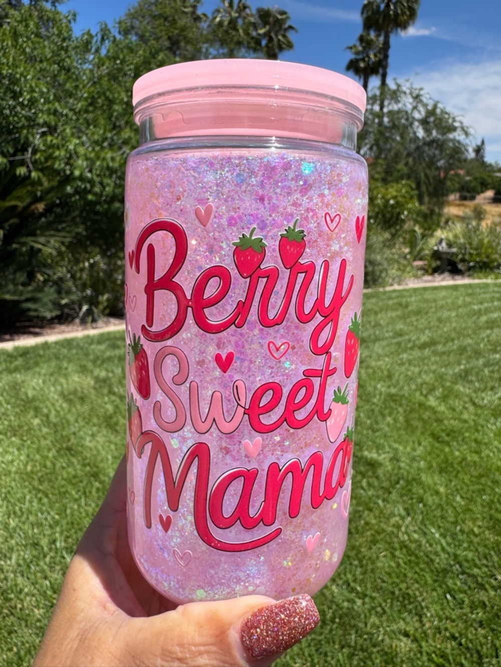 Berry Sweet Mama snow globe tumbler 16oz